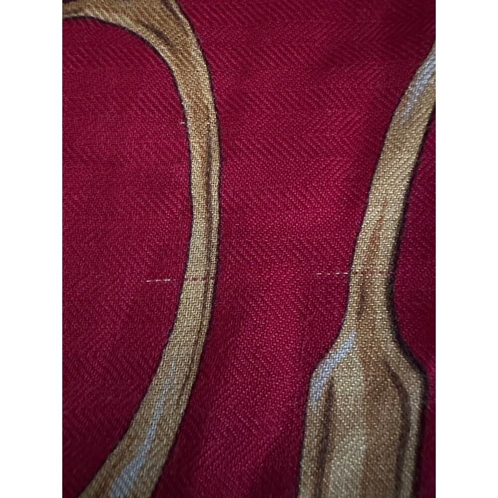 Ralph Lauren equestrian wool Silk horse Scarf Black Red 50x50” large READ - Picture 16 of 16